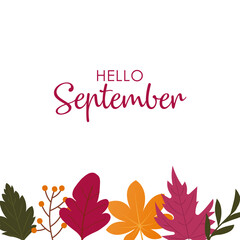 hello september vector background. it is suitable for card, banner, or poster