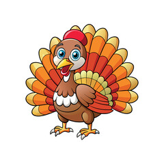 Vector Thanksgiving Cute Cartoon Turkey illustration template