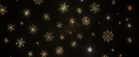 Falling snow at night. Bokeh lights