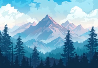 Mountainous Landscape With Blue Sky