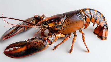 Closeup of a Live Lobster on a White Background.