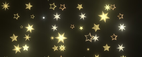 Twinkling Yuletide Skies: Breathtaking 3D Illustration of Falling Christmas Starlights