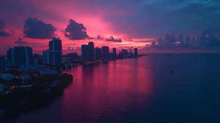 Fototapeta premium Miami City Skyline at Sunset