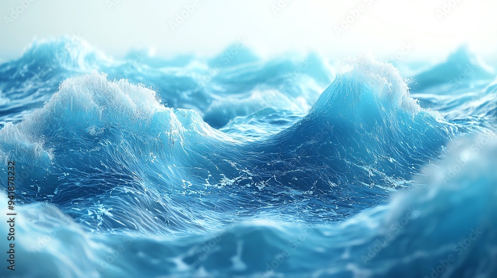 Aufkleber a serene view of turquoise ocean waves gently rolling, creating a calming and tranquil atmosphere of