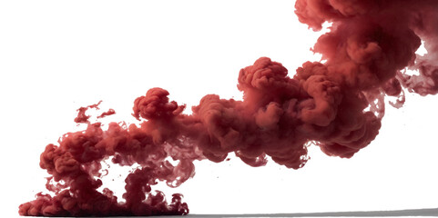red smoke rainbow painted fog festival background. Colorful rainbow paint red smoke cloud explosion isolated on transparent background.