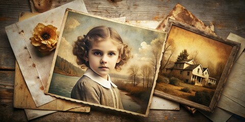 Retrospection in Hues: Nostalgic, muted tones, faded textures, vintage photography, abstract memories