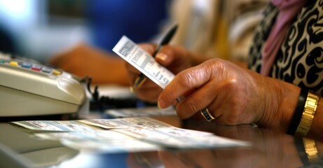 Obraz premium bankers cheque. businessman reading documents at meeting, business partner considering contract terms before signing checking legal contract law conditions