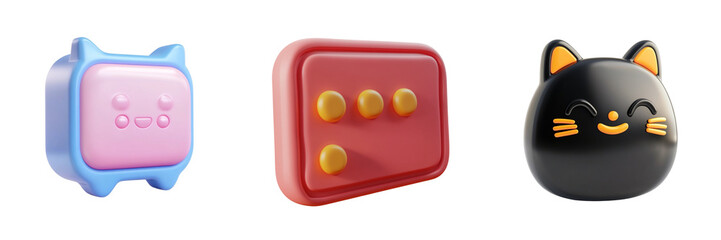Set of A 3D icon of chat isolated on transparent background