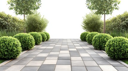 Obraz premium Stone Path Through Green Bushes.