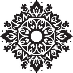 Circle flower of mandala with floral ornament pattern, Decorative pattern seamless vector silhouette design 
