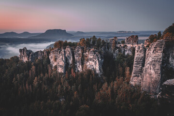 Bastei Bridge in Saxony, Germany. Sächsische Schweiz. Elbsandsteingebirge.