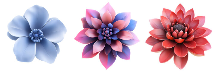 Fototapeta premium Set of A 3D icon of a flower isolated on transparent background (2)