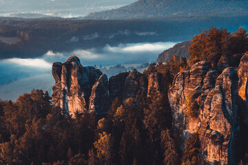 Bastei Bridge in Saxony, Germany. Sächsische Schweiz. Elbsandsteingebirge.