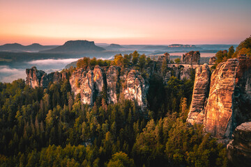 Bastei Bridge in Saxony, Germany. Sächsische Schweiz. Elbsandsteingebirge.