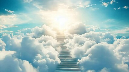 Stairway to heaven into the paradise above blue sky
