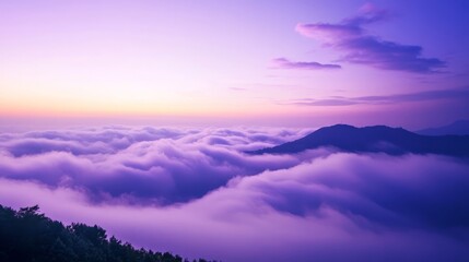 Fototapeta premium A sea of clouds, a purple and blue sky, sky, clouds, cloud, nature, aerial, air, fly, white, horizon, above, weather, day, blue, sun, heaven, landscape, cloudy, cloudscape, flying, atmosphere, space,