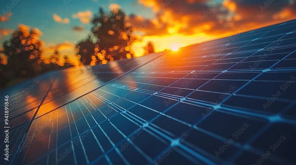 Poster worker installing solar photovoltaic panels on roof with drill close up alternative energy concept h