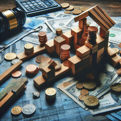 house and coins