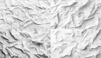 Fototapeta premium White background, top view of white crumpled paper texture
