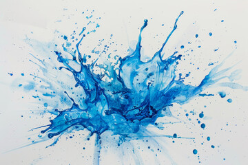 A splash of blue paint on a white background