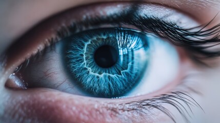 A close-up of a human eye, showing the iris and pupil.