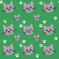 seamless pattern with cats and birds