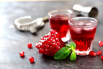 Pomegranate cocktail with mint.