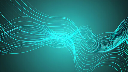 Turquoise glowing color lines abstract background having space for text, banner poster backdrop design, minimalist background design, 3d render