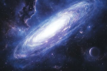 A Spiral Galaxy with a Bright Core and a Planet in the Foreground