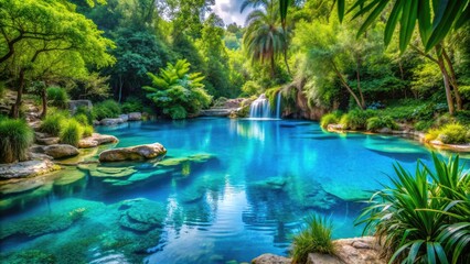 Serene Oasis of Abundance: Peaceful, Natural, Blue, Prosperity, Equilibrium