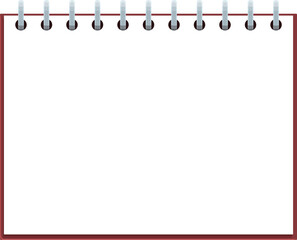 Blank white page with red cover and spiral binding across the top provides space for writing notes