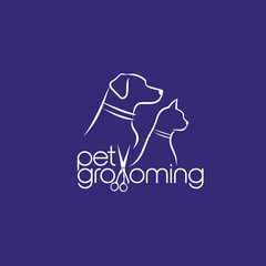 Free vector logo for pet styling and grooming shop, hair salon, pet store for dogs and cats, Vector illustration