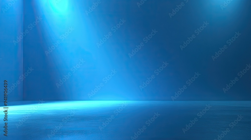 Poster minimalist blue gradient background with soft light effects, perfect for text overlay -