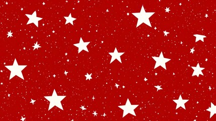 White Stars on Red Background, Abstract Image, Texture, Pattern, Wallpaper, Cover and Screen of Smartphone, Cell Phone, Computer, Laptop, 9:16 and 16:9 Format