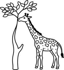 Cute giraffe line art illustration ideal for kids coloring book great for engaging children in art and imagination
