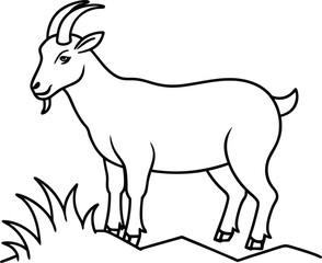 A simple goat line art for kids to color perfect for a fun and creative activity in a coloring book
