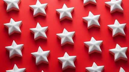 Obraz premium White Stars on Red Background, Abstract Image, Texture, Pattern, Wallpaper, Cover and Screen of Smartphone, Cell Phone, Computer, Laptop, 9:16 and 16:9 Format