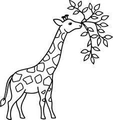 Adorable giraffe line art for kids to color and enjoy their creative time
