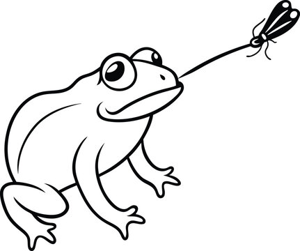 black and white frog catching fly clip art preview