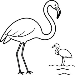 Charming flamingo line art great for children to color and explore
