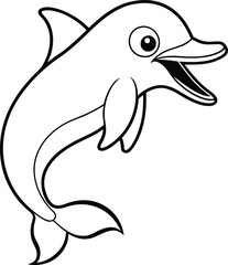 Cute dolphin line art illustration for kids to colour in their colouring books full of imagination and joy
