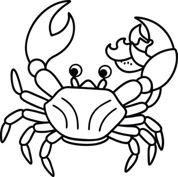 recommend clip art: Kid-friendly crab line art illustration ideal for coloring book pages with clear lines and cheerful design
                    