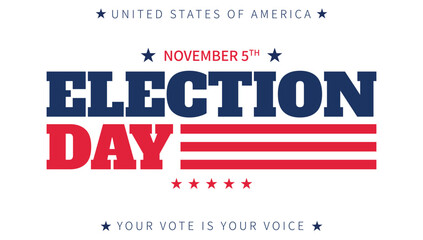 USA 2024 Presidential Election background with American flag colors design. Election event banner, card, poster, template, voting communication, background. Vote day, November 5. Vector illustration.