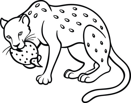 recommend clip art: Exciting cheetah line art illustration for kids featuring a friendly cheetah ready for colorful adventures
                    
                    