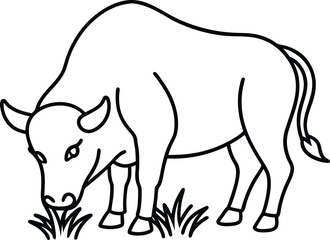 Fun buffalo line drawing ideal for children’s coloring books simple and engaging for kids
