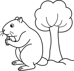 Playful beaver line art drawing for kids coloring book a charming design to keep children entertained while coloring and learning
