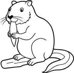Obraz premium Charming beaver illustration with clean lines ideal for a kids coloring book encouraging imaginative and artistic play 