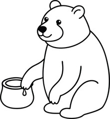 Bear line art for kids to bring to life with bright and cheerful colors
