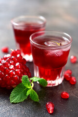 Pomegranate cocktail with mint.