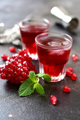 Pomegranate cocktail with mint.
